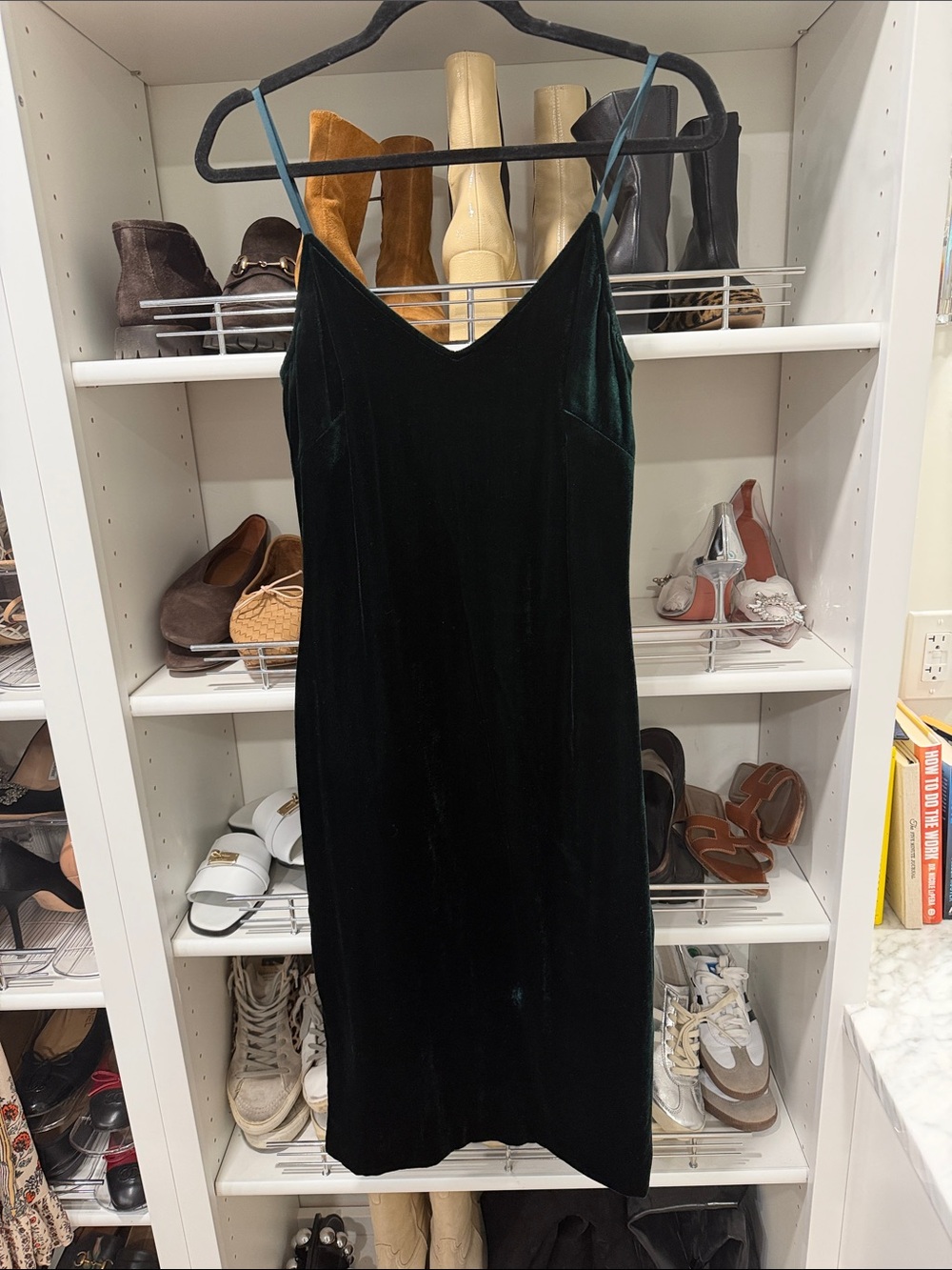 Scripted Green Velvet Midi Dress